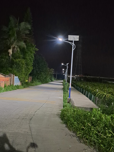 廣東惠州博羅農(nóng)田道路安裝6米太陽(yáng)能路燈